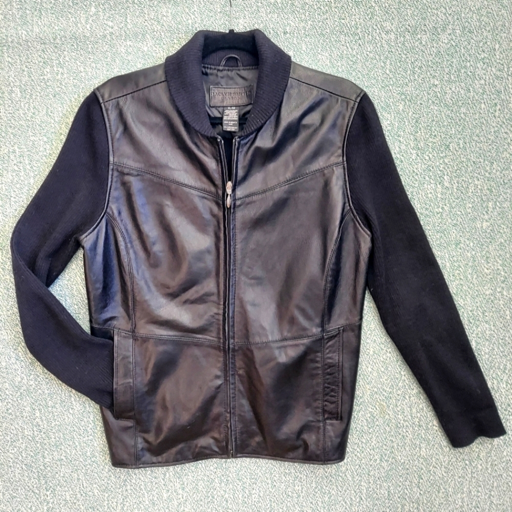 Jaclyn Smith Black Leather & Knit Jacket